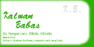 kalman babas business card